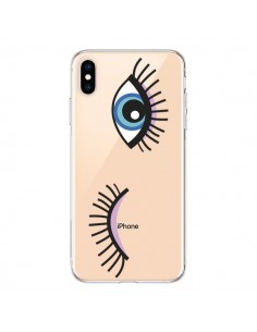 Coque iPhone XS Max Eyes Oeil Yeux Bleus Transparente...