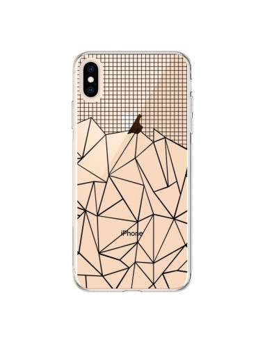 Coque iPhone XS Max Lignes Grille Grid Abstract Noir Transparente souple - Project M