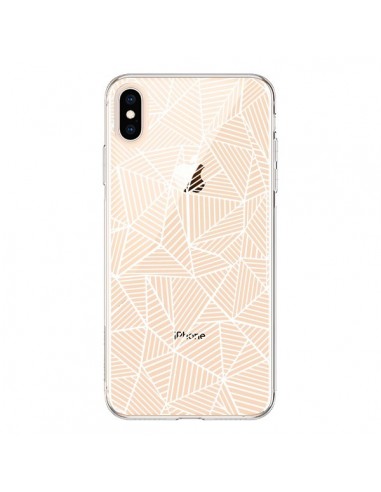 Coque iPhone XS Max Lignes Grilles Triangles Full Grid Abstract Blanc Transparente souple - Project M