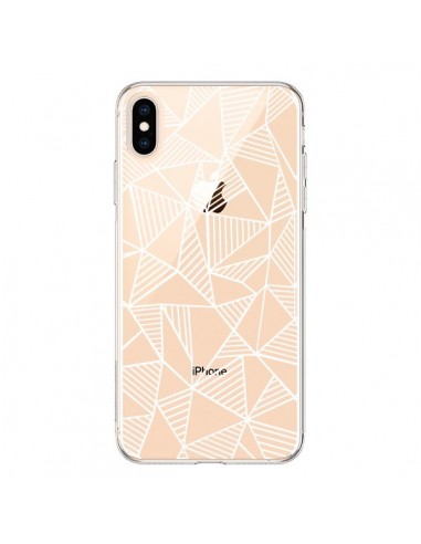 Coque iPhone XS Max Lignes Grilles Triangles Grid Abstract Blanc Transparente souple - Project M