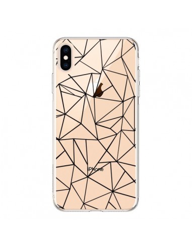 Coque iPhone XS Max Lignes Triangles Grid Abstract Noir Transparente souple - Project M