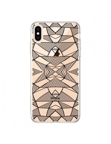 Coque iPhone XS Max Lignes Miroir Grilles Triangles Grid Abstract Noir Transparente souple - Project M