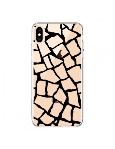 Coque iPhone XS Max Girafe Mosaïque Noir Transparente souple - Project M