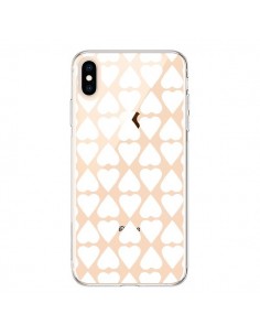 Coque iPhone XS Max Coeurs Heart Blanc Transparente...