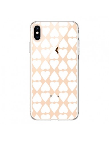 Coque iPhone XS Max Coeurs Heart Blanc Transparente souple - Project M