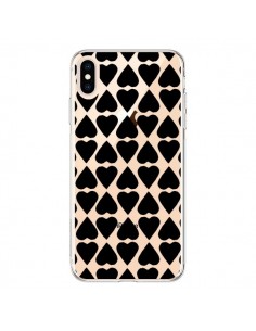 Coque iPhone XS Max Coeurs Heart Noir Transparente souple...