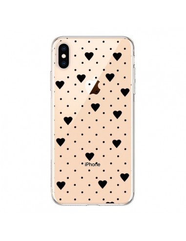 Coque iPhone XS Max Point Coeur Noir Pin Point Heart Transparente souple - Project M