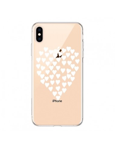 Coque iPhone XS Max Coeurs Heart Love Blanc Transparente souple - Project M