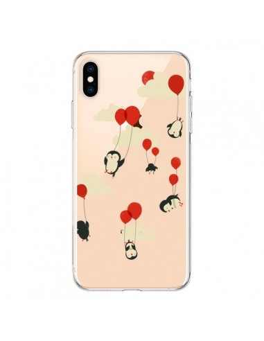 Coque iPhone XS Max Pingouin Ciel Ballons Transparente souple - Jay Fleck