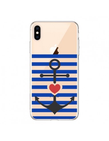 Coque iPhone XS Max Mariniere Ancre Marin Coeur Transparente souple - Jonathan Perez