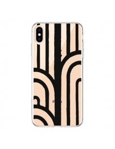 Coque iPhone XS Max Geometric Noir Transparente souple -...