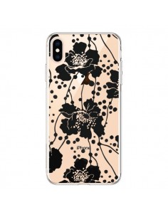 Coque iPhone XS Max Fleurs Noirs Flower Transparente...