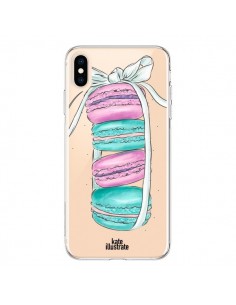 Coque iPhone XS Max Macarons Pink Mint Rose Transparente...