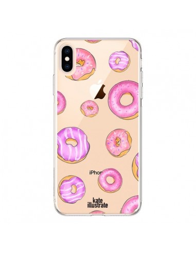 Coque iPhone XS Max Pink Donuts Rose Transparente souple - kateillustrate