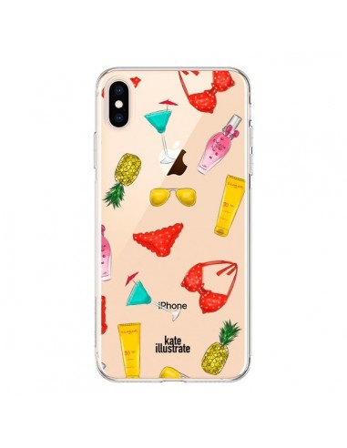 Coque iPhone XS Max Summer Essentials Ete Essentiel Transparente souple - kateillustrate