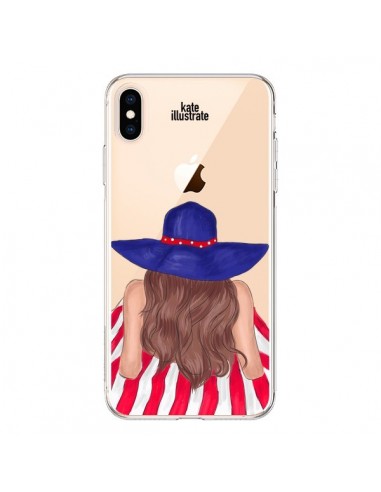 Coque iPhone XS Max Beah Girl Fille Plage Transparente souple - kateillustrate