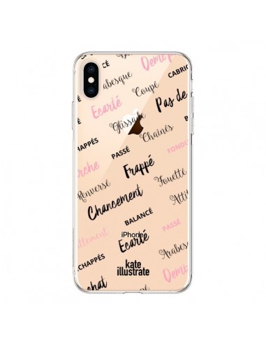 Coque iPhone XS Max Ballerina Ballerine Mots Transparente souple - kateillustrate