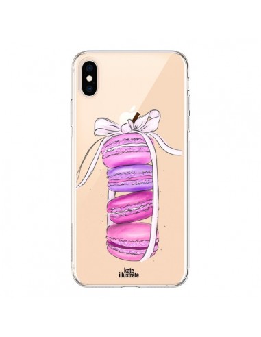 Coque iPhone XS Max Macarons Pink Purple Rose Violet Transparente souple - kateillustrate