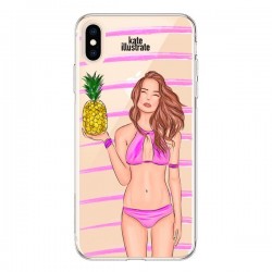 Coque iPhone XS Max Malibu Ananas Plage Ete Rose...