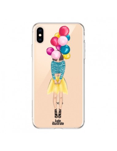 Coque iPhone XS Max Girls Balloons Ballons Fille Transparente souple - kateillustrate