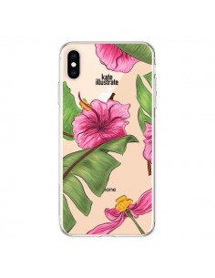 Coque iPhone XS Max Tropical Leaves Fleurs Feuilles...