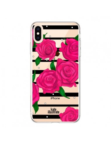 Coque iPhone XS Max Roses Rose Fleurs Flowers Transparente souple - kateillustrate