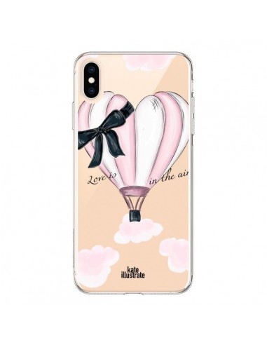 Coque iPhone XS Max Love is in the Air Love Montgolfier Transparente souple - kateillustrate