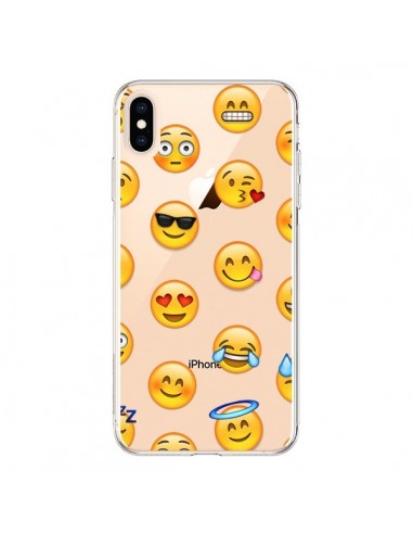 Coque iPhone XS Max Smiley Emoticone Emoji Transparente souple - Laetitia