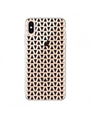 Coque iPhone XS Max Triangles Romi Azteque Noir Transparente souple - Laetitia