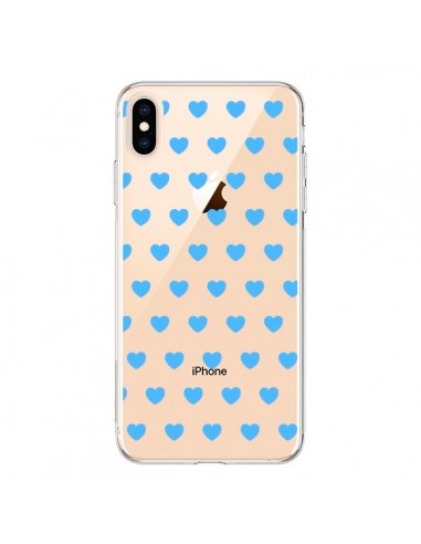 Coque iPhone XS Max Coeur Heart Love Amour Bleu Transparente souple - Laetitia