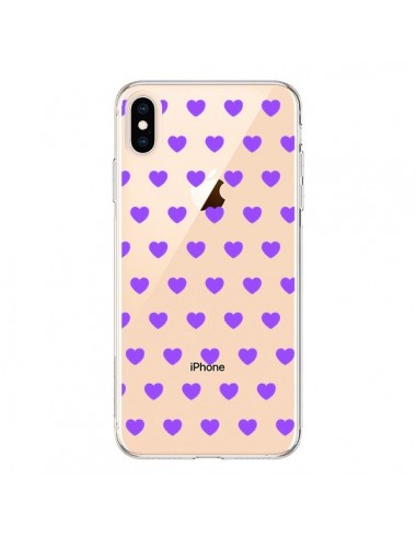 Coque iPhone XS Max Coeur Heart Love Amour Violet Transparente souple - Laetitia