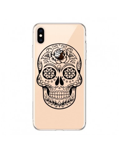 Coque iPhone XS Max Tête de Mort Mexicaine Noir Transparente souple - Laetitia