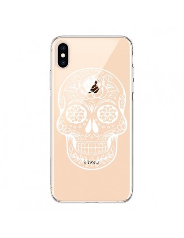 Coque iPhone XS Max Tête de Mort Mexicaine Blanche Transparente souple - Laetitia