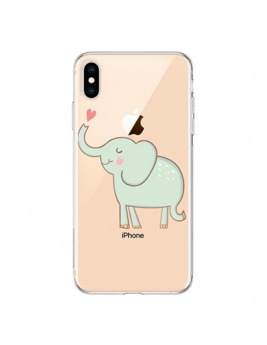 Coque iPhone XS Max Elephant Elefant Animal Coeur Love  Transparente souple - Petit Griffin