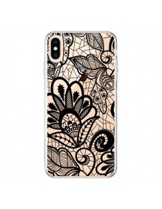 Coque iPhone XS Max Lace Fleur Flower Noir Transparente...