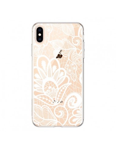 Coque iPhone XS Max Lace Fleur Flower Blanc Transparente souple - Petit Griffin
