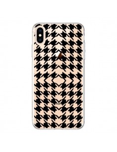 Coque iPhone XS Max Vichy Carre Noir Transparente souple...
