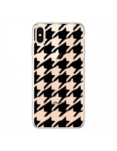 Coque iPhone XS Max Vichy Gros Carre noir Transparente...