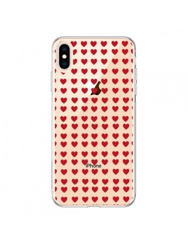 Coque iPhone XS Max Coeurs Heart Love Amour Red Transparente souple - Petit Griffin