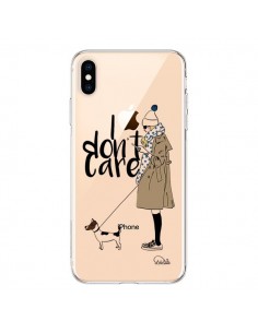 Coque iPhone XS Max I don't care Fille Chien Transparente...