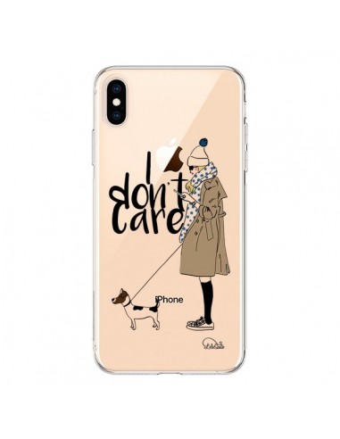 Coque iPhone XS Max I don't care Fille Chien Transparente souple - Lolo Santo