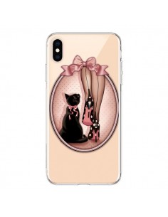 Coque iPhone XS Max Lady Chat Noeud Papillon Pois...