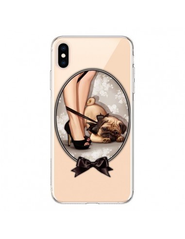 Coque iPhone XS Max Lady Jambes Chien Bulldog Dog Noeud Papillon Transparente souple - Maryline Cazenave