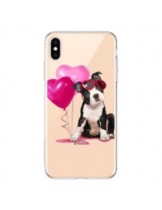 Coque iPhone XS Max Chien Dog Ballon Lunettes Coeur Rose...