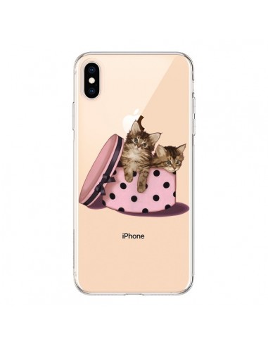 Coque iPhone XS Max Chaton Chat Kitten Boite Pois Transparente souple - Maryline Cazenave