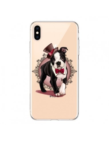 Coque iPhone XS Max Chien Bulldog Dog Gentleman Noeud Papillon Chapeau Transparente souple - Maryline Cazenave