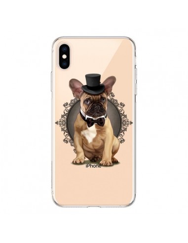 Coque iPhone XS Max Chien Bulldog Noeud Papillon Chapeau Transparente souple - Maryline Cazenave