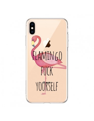 Coque iPhone XS Max Flamingo Fuck Transparente souple - Maryline Cazenave