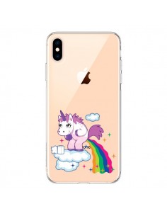 Coque iPhone XS Max Licorne Caca Arc en Ciel Transparente...