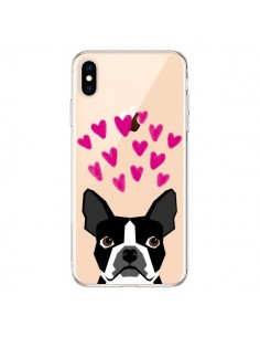 Coque iPhone XS Max Boston Terrier Coeurs Chien...